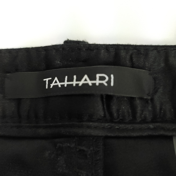 ***HOST PICK***Tahari Faux Leather Contrast Pants Size 12 Black - Picture 7 of 7
